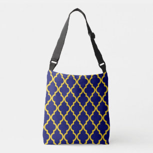 Saphire Sun: Blau & Gelb Boho Marokkanische Elegan Tragetaschen Mit Langen Trägern