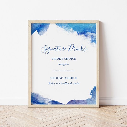 Saphire Tide Wedding Drink Menü Signatur Poster