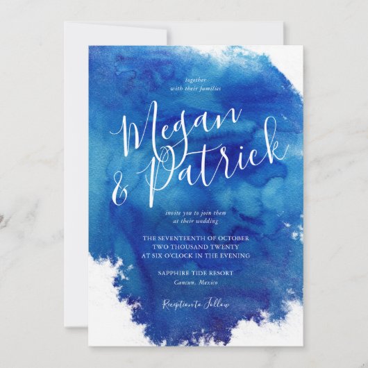 Saphire Tide Wedding Einladung (Vorderseite)