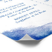 Saphire Tide Wedding Memorial-Zeichen Poster (Ecke)