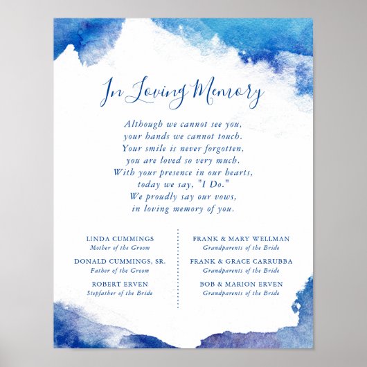 Saphire Tide Wedding Memorial-Zeichen Poster (Vorne)