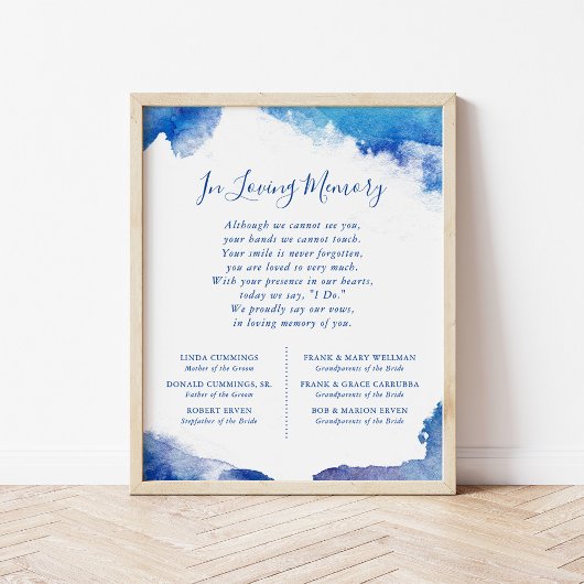 Saphire Tide Wedding Memorial-Zeichen Poster