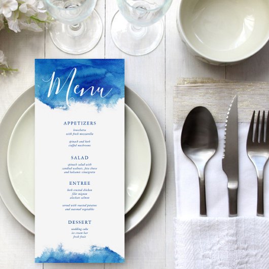 Saphire Tide Wedding Menu Card Menükarte
