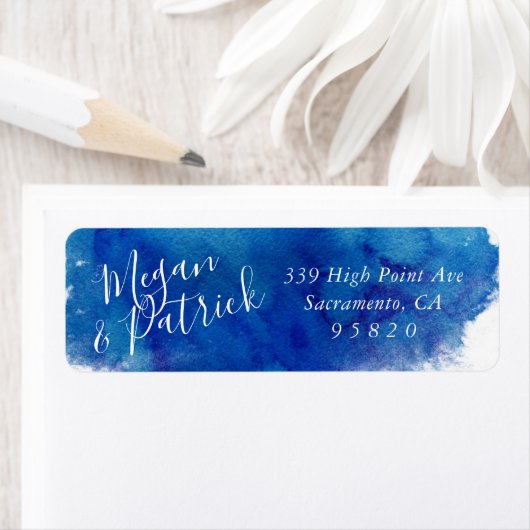 Saphire Tide Wedding Return Address Label (Insitu)