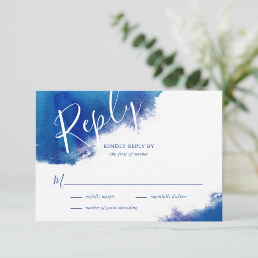 Saphire Tide Wedding RSVP Response Card (Stehend Vorderseite)