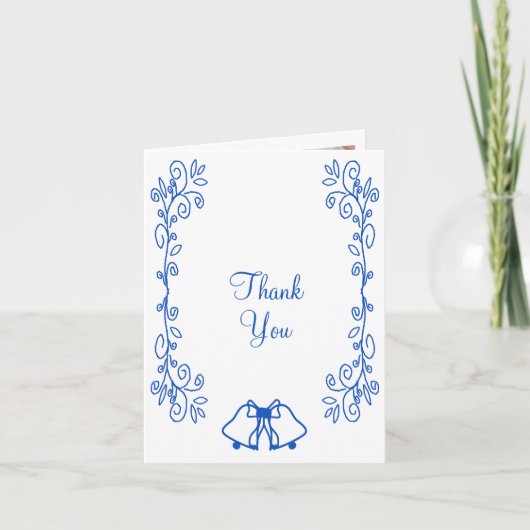 Saphire Wedding Danke, dass Sie Card Bells Scrollw Dankeskarte (Vorderseite)