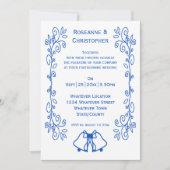 Saphire Wedding Invitation Bells Scrollwork Einladung (Vorderseite)