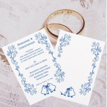 Saphire Wedding Invitation Bells Scrollwork