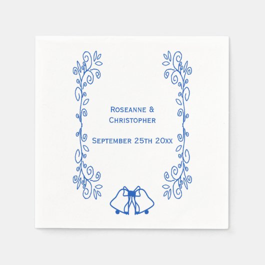 Saphire Wedding Reception Napkin Bells Skulptur Serviette (Vorderseite)