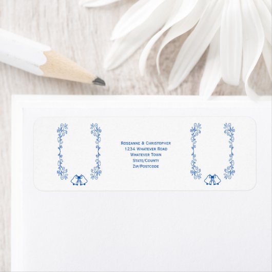 Saphire Wedding Return Address Label Bells (Insitu)