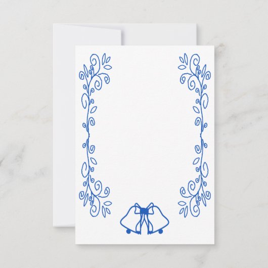 Saphire Wedding RSVP Card Bells Scrollwork (Rückseite)