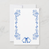 Saphire Wedding RSVP Card Bells Scrollwork Karte (Rückseite)