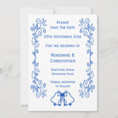 Saphire Wedding Save the Date Bells Scrollwork (Vorderseite)