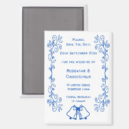 Saphire Wedding Save the Date Magnet Bells