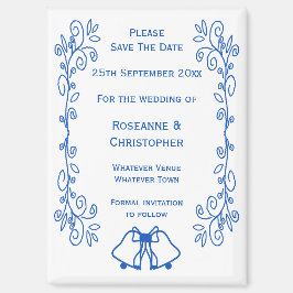 Saphire Wedding Save the Date Magnet Bells