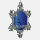 Saphire Weihnachtsbaum Schneeflocken Zinn-Ornament (Links)