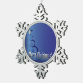 Saphire Weihnachtsbaum Schneeflocken Zinn-Ornament (Rechts)