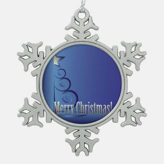 Saphire Weihnachtsbaum Schneeflocken Zinn-Ornament (Vorderseite)