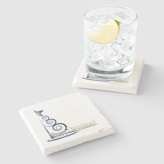 Saphire Weihnachtsbaum Steinuntersetzer (Seitenansicht)