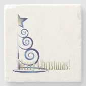 Saphire Weihnachtsbaum Steinuntersetzer (Vorderseite)