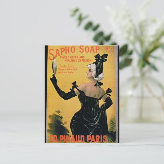 "Sapho Soap - Bietet eine klare und gesunde Komple Postkarte (Stehend Vorderseite)