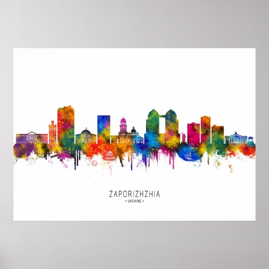 Saporischschja Ukraine Skyline Poster (Vorne)
