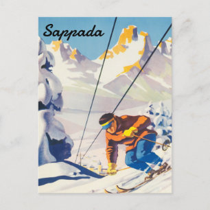 Sappada, Mann auf der Skipiste, Italien Postkarte
