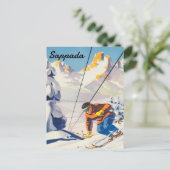 Sappada, Mann auf der Skipiste, Italien Postkarte (Stehend Vorderseite)