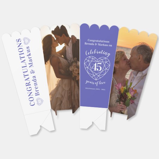 Sapphire 45th wedding anniversary now then photos geschenkschachtel (Ungeklappt)