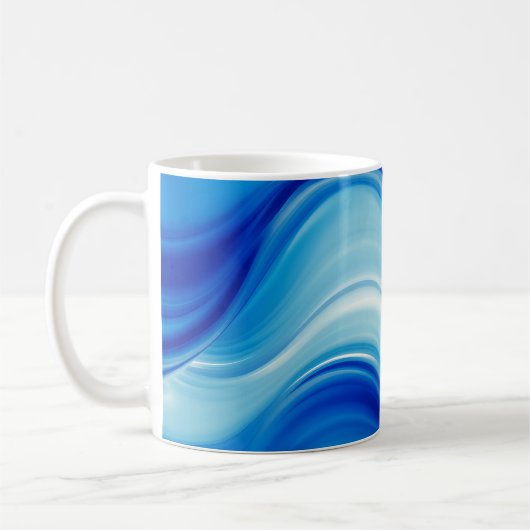 Sapphire Abstract Wave Glow Art Kaffeetasse (Links)