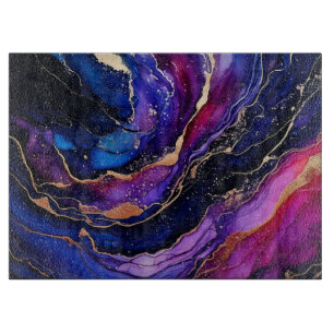 Sapphire Amethyst Alcohol Ink Schneidebrett