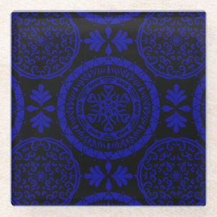 Sapphire and Black Mini Mandala Glasuntersetzer