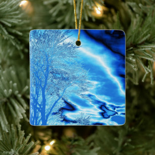 Sapphire and Iced Blue Stormy Sky Keramikornament