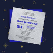 Sapphire and Silver Glitzer Glam Bat Mitzvah Einladung