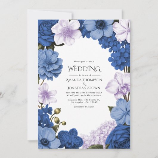 Sapphire Bloom , Cornflower Glow & Soft Shell Einladung (Vorderseite)