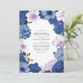 Sapphire Bloom , Cornflower Glow & Soft Shell Einladung (Stehend Vorderseite)