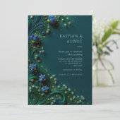 Sapphire Bloom Emerald Wedding Einladung (Stehend Vorderseite)