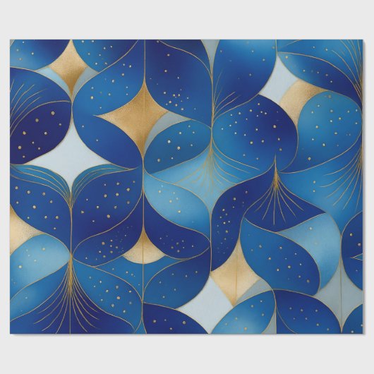 Sapphire Bloom & Gold Foil Geschenkwrake Geschenkpapier (Flach)