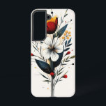 Sapphire Bloom Samsung Galaxy Hülle<br><div class="desc">Lebhafte Blumen und Orangenblumen blühen auf einer dunklen Leinwand wie Sternbilder.</div>