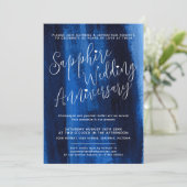 Sapphire blue abstrakt 45. Hochzeitstag Einladung (Stehend Vorderseite)