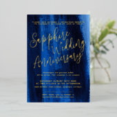 Sapphire blue abstrakt 45. Hochzeitstag Folieneinladung (Stehend vorne)