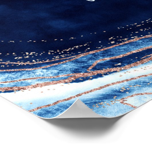 Sapphire Blue Agate Geode in Love Memory Sign Poster (Ecke)