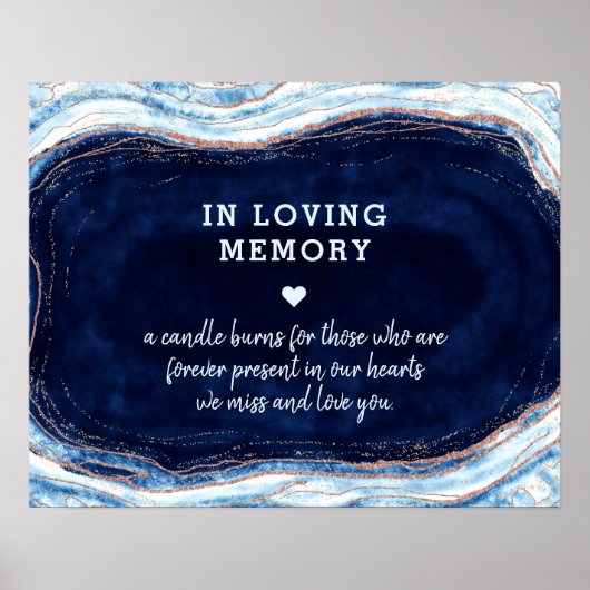 Sapphire Blue Agate Geode in Love Memory Sign Poster (Vorne)