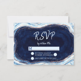 Sapphire Blue Agate Geode Wedding RSVP Response