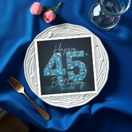 Sapphire Blue and Black Gemstone 45. Geburtstag Serviette