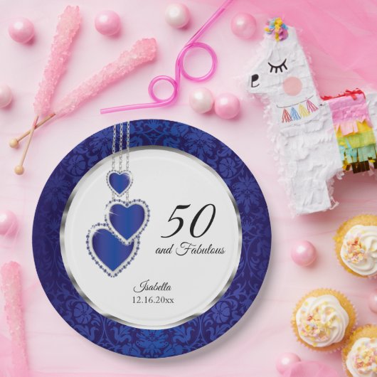 Sapphire Blue Birthday Pappteller (Party)