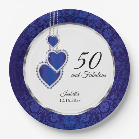 Sapphire Blue Birthday Pappteller (Vorderseite)