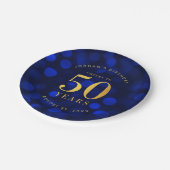 Sapphire Blue Bokeh freut sich auf 50 Jahre Geburt Pappteller (Schrägansicht)