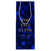 Sapphire Blue Bokeh Imitate Gold Pop Fizz Clink Geschenktüte Für Weinflaschen (Rückseite)