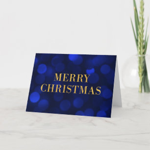Sapphire Blue Bokeh Lights Gold Frohe Weihnachten